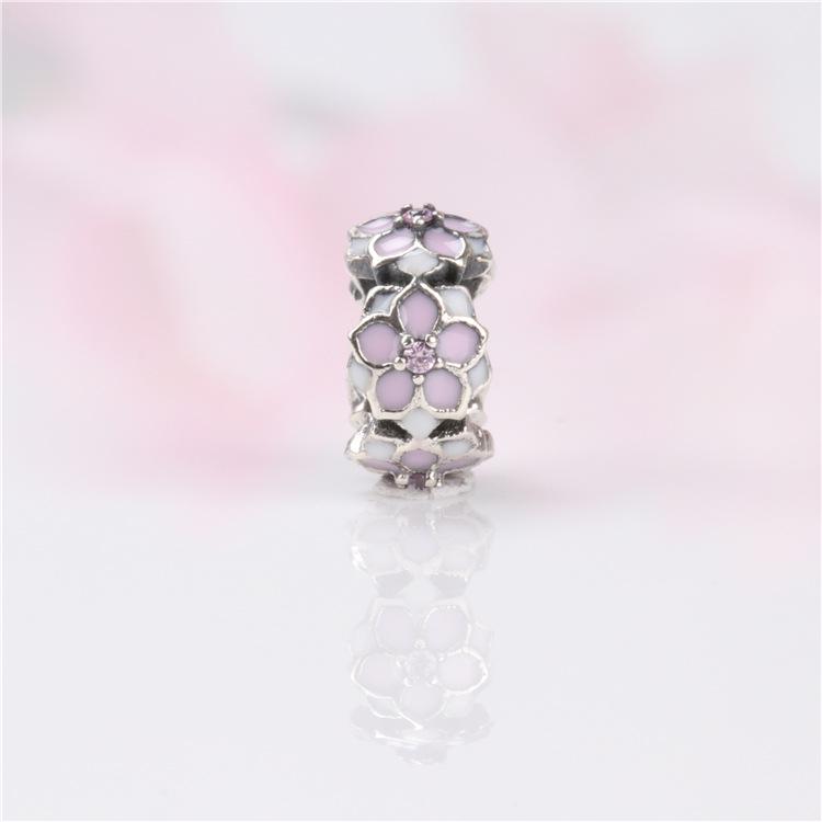 2017 European S925 Silver Magnolia Flower Charm Bracelet Bead