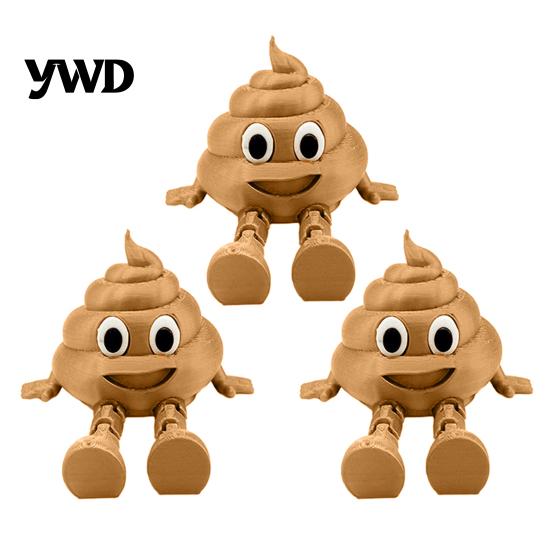 Funny Office Gadget 3D Printed Poop Figurine, Articulated Cartoon Fake Desk Toy Portable Decompression Figure with Movable Joints, Novelty Gag