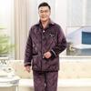 Langsha Men's Winter Thickened Quilted Coral Fleece Pajama Set