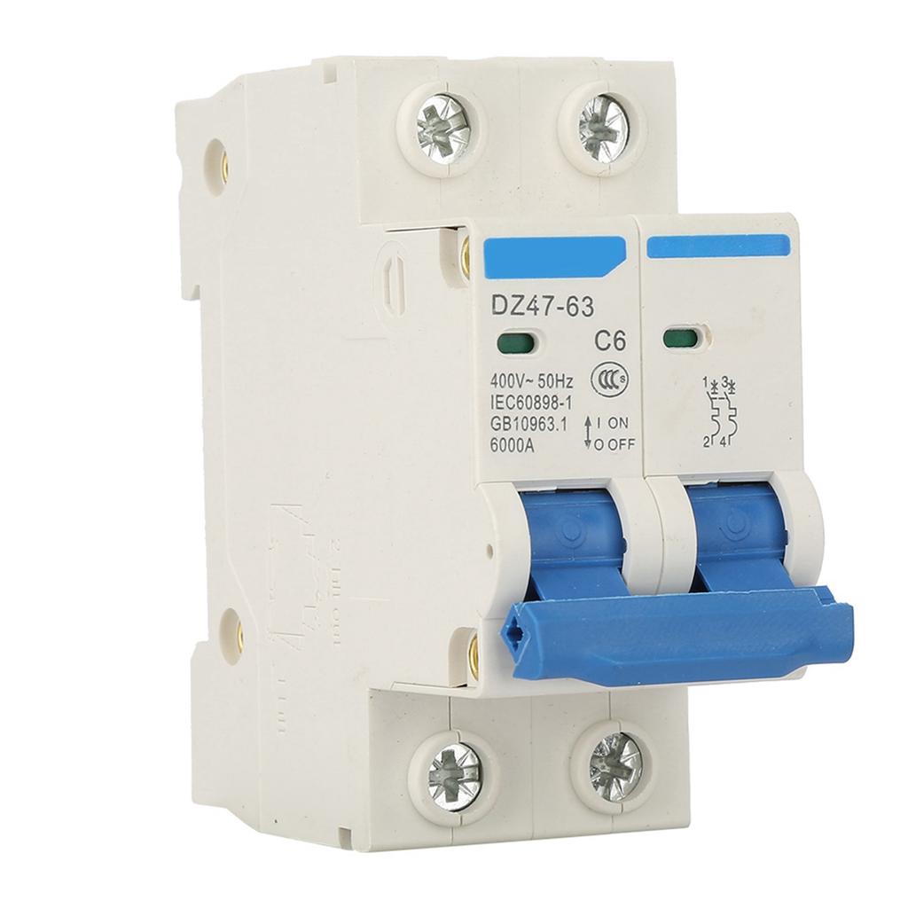 DZ47 63 2 P Mini Circuit Breaker Cutout Switch Breaker 400VAC(6A)