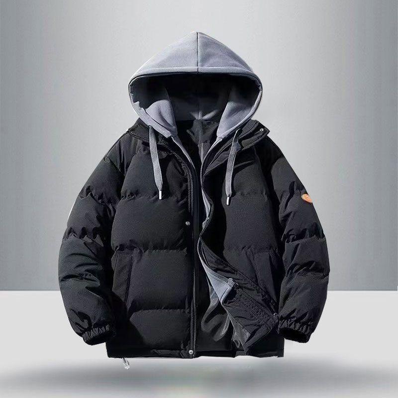 Autumn Winter Men's Plus Size Thickened Jacket Warm Loose Bread Clothing Short Hooded Casual Zip Outdoor Coat