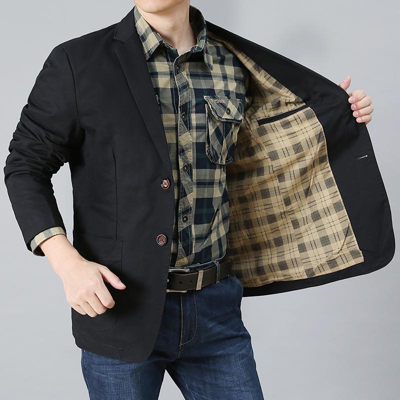 Men's Plus Size Cotton Blazer Jacket - Korean Style Spring/Autumn