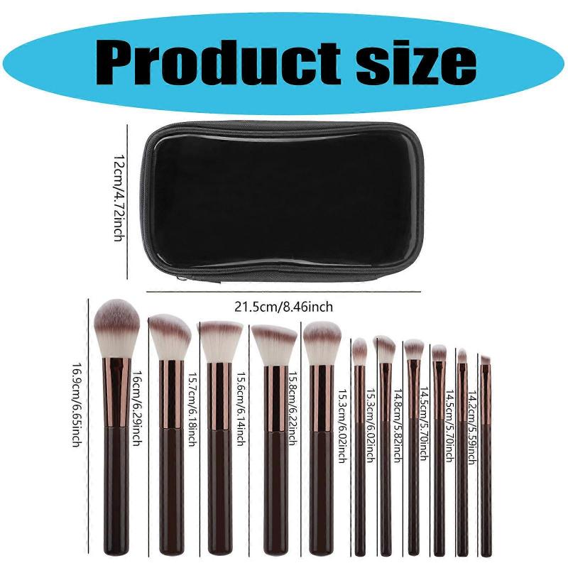 11-Piece Makeup Brush Set Portable Beauty Brushes Soft Bristles with Ergonomic Handles For Face and Eye Makeup Needs