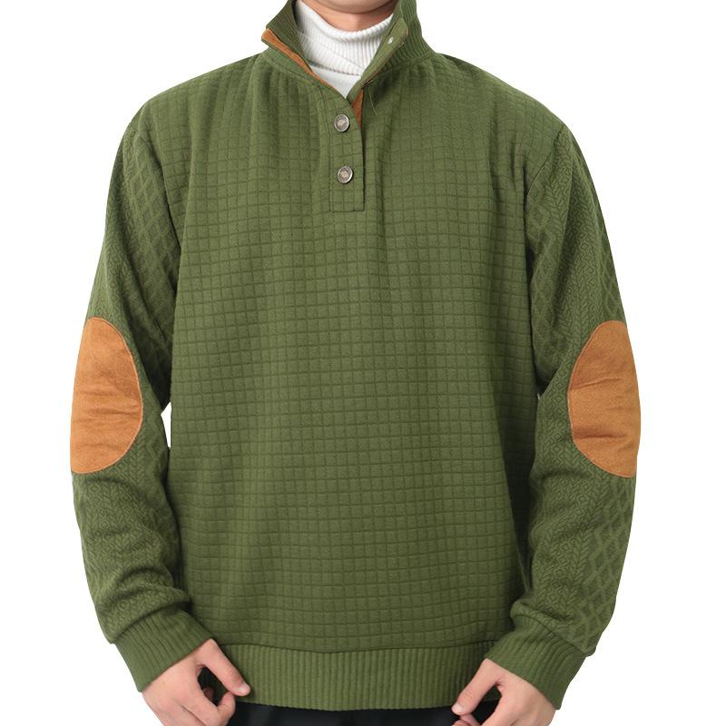 New Versatile Daily Business Spring And Autumn Men'S Men'S Standing Collar Long Sleeved Casual Outdoor Hoodie Jacquard Knitted Sweater