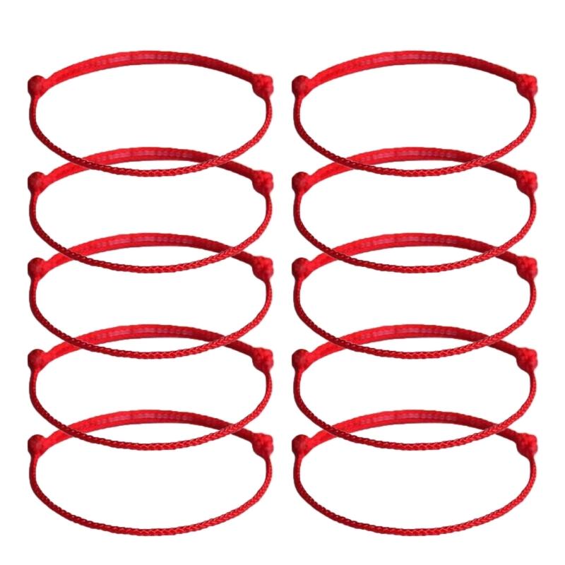 10 Pcs Minimalist DIY Red String Bracelet Adjustable Braid Rope Wristband Couple Jewelry Handmade Woven Bangle Jewelry