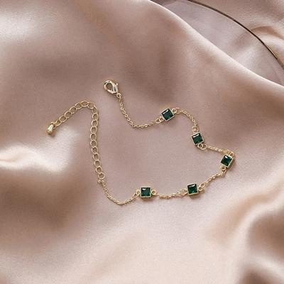 Women's Bracelet Anklet Chain Daily May Vintage Square Gold