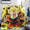 Cartoon Goku Pattern Flannel Blanket, High Quality Comfortable for All Seasons, Home Decor, Warmth and Comfort, Perfect for Gifts.