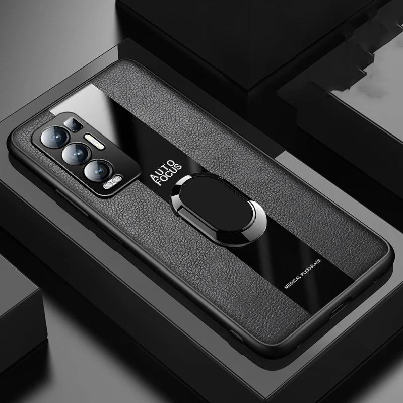 Luxuriöse Handyhülle aus Leder für Realme GT Neo 2 2T Flash GT Master Explorer Ring-Abdeckung für Realme Q2 Q3 Q5 Pro