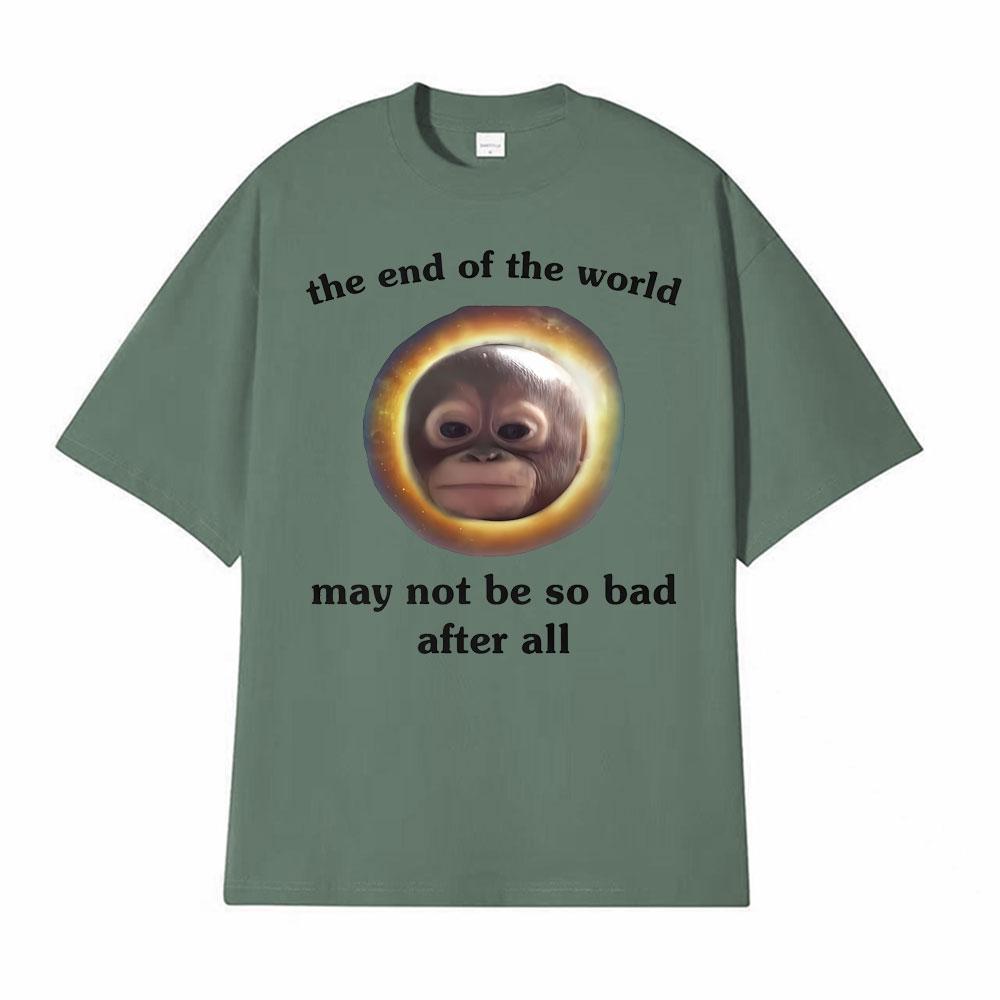 

Funny Baby Monkey The End of The World Tshirt Mens Clothing Oversized Comfort T Shirt Streetwear Vintage Short Sleeve T Shirts 4XL