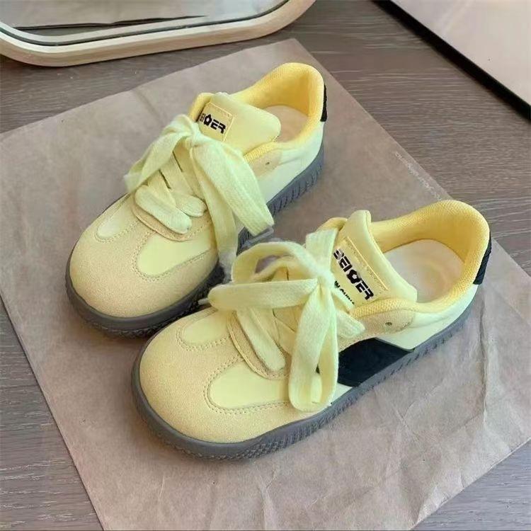 Pink Thick Baseplate Shoes Women's Moral Training 2025 Autumn New Chic Niche Versatile Student Sports and Leisure White Shoes