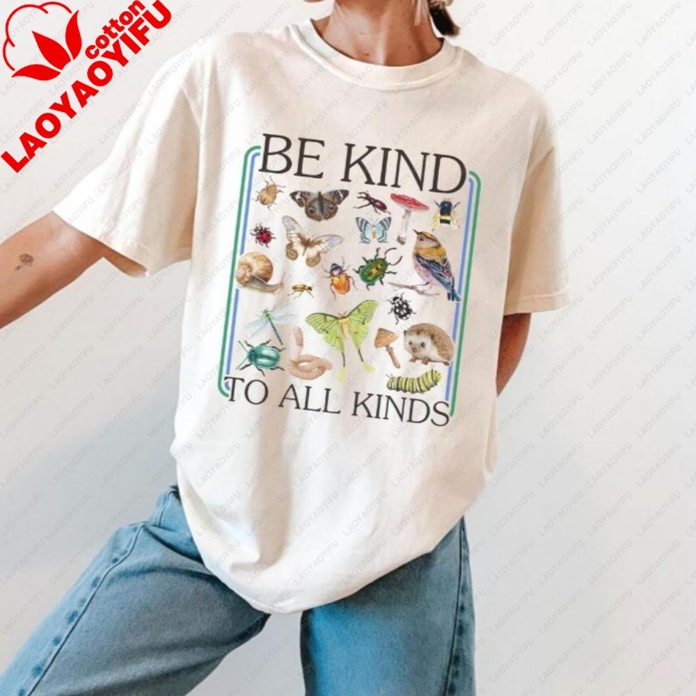 Be Kind To All Kinds Shirt Retro Animal And Insect Lover Biology Teacher Kindness Tees Unisex Summer Clothes