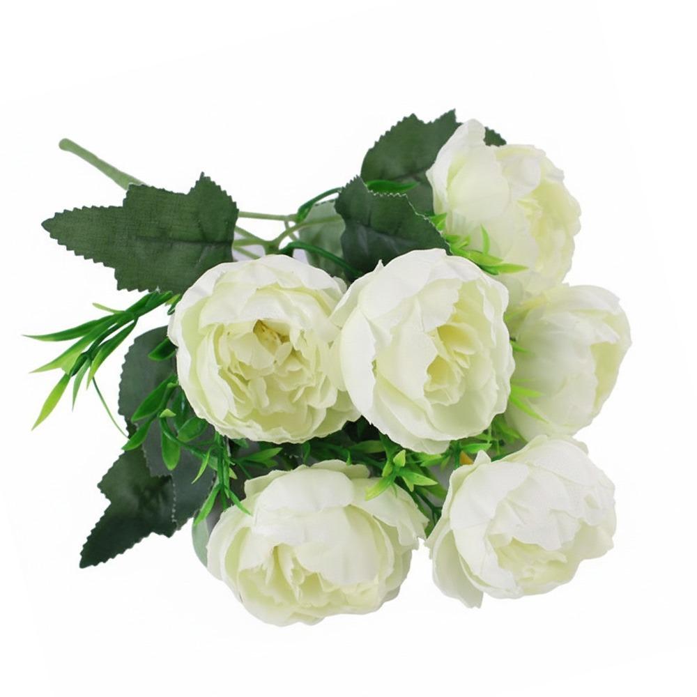 6 Heads Peony Artificial Flower Multicolor Silk Petals Fake Flower Big Size Floral Arrangement Simulation Peony Flower