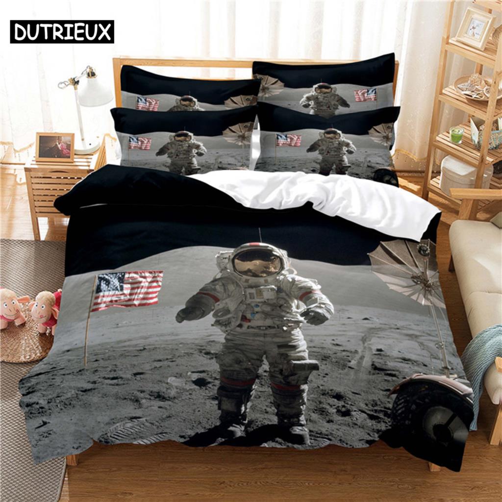 3D Digital Printing Fashion Design Astronaut Bedding Set, Queen Size Duvet Cover Sets