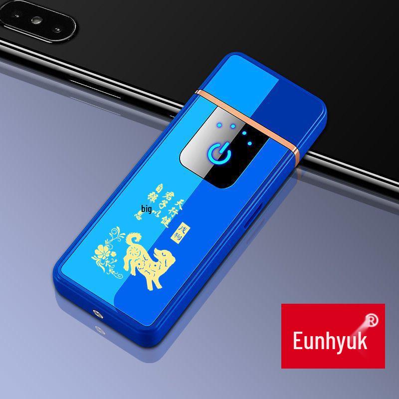 High-Power Rechargeable Black Tech Windproof Flip Lighter for Men