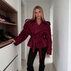 Women's Lapel Long Sleeve Belted Short Trench Coat Casual Solid Color Waist Tie Outerwear for Spring Autumn