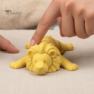 Miniature Animal Collectibles 3D Printed Lying Lion Figurine with Movable Joints, Poseable Unique Home Entrance Decor Model for Desk Decoration,