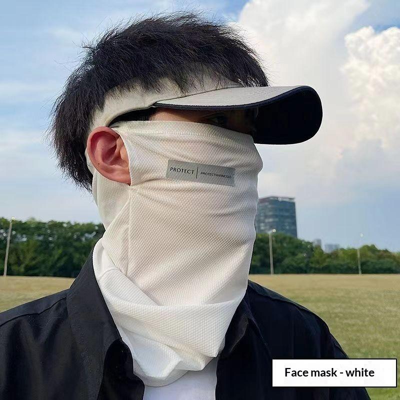 Summer Ice Silk Sunscreen Mask For Men Women Outdoor Cycling Face Cover Solid Color Neck Wrap Uv Protection Ear Bandana Scarf
