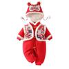 Free Hat: Thickened Baby New Year Outfit – Red Festive Baby Clothes for New Year, Full Moon, or First Birthday Plus Velvet