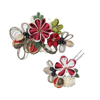 Hair Coming of Age Bead Japanese Watmosphere Ornament, Ceremony, Furisode, Kimono, Ribbon, Decoration, Comb, Wedding, Kimono, 324-315 (Wine)