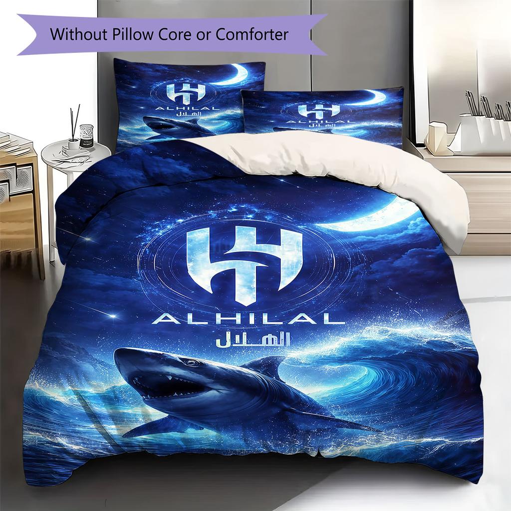 Al-Hilal Saudi FC Pattern Bedding,Quilt Set Quilt Cover Pillowcase Home Birthday Gift(1 * duvet cover + 2 * pillowcase, without core)