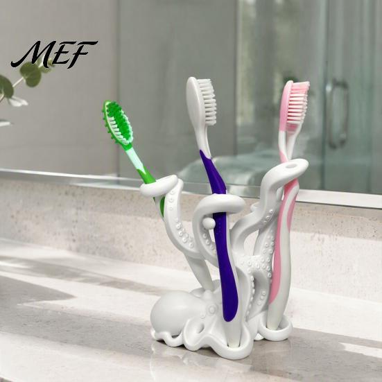 Novelty Home Decor 3D Printed Octopus Toothbrush Holder, Creative Space Saving Desk Organizer, Durable Stationery Holder PLA Material Stable