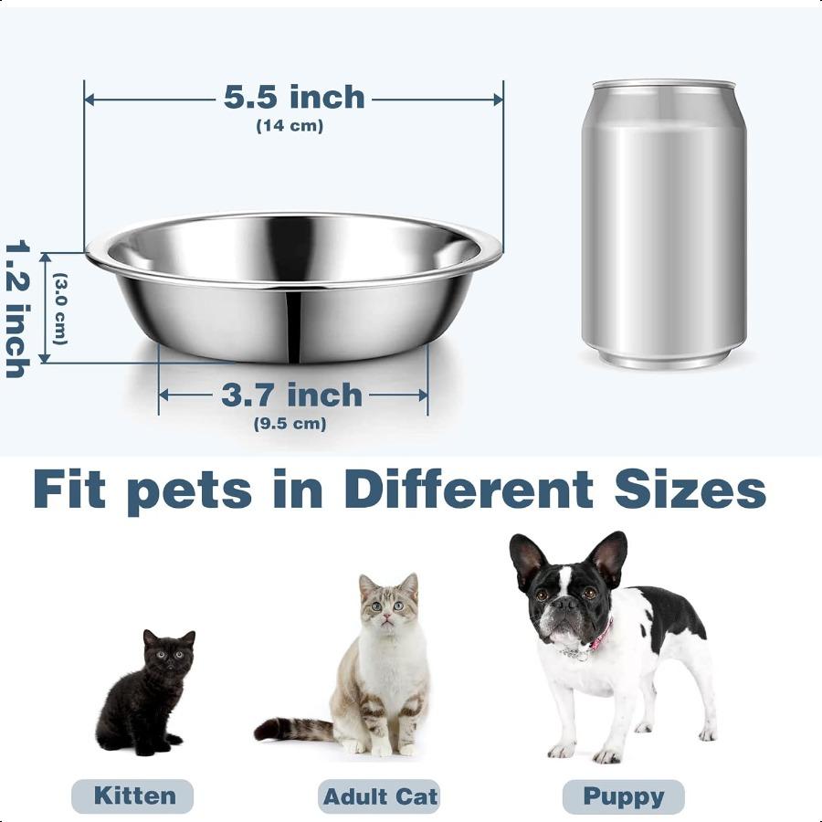 

Миски для кошек из нержавеющей стали 12 шт. 5,5 дюймов Металлические миски для кошек Замена Приподнятые миски для еды и воды для домашних котят Усталость усов United States