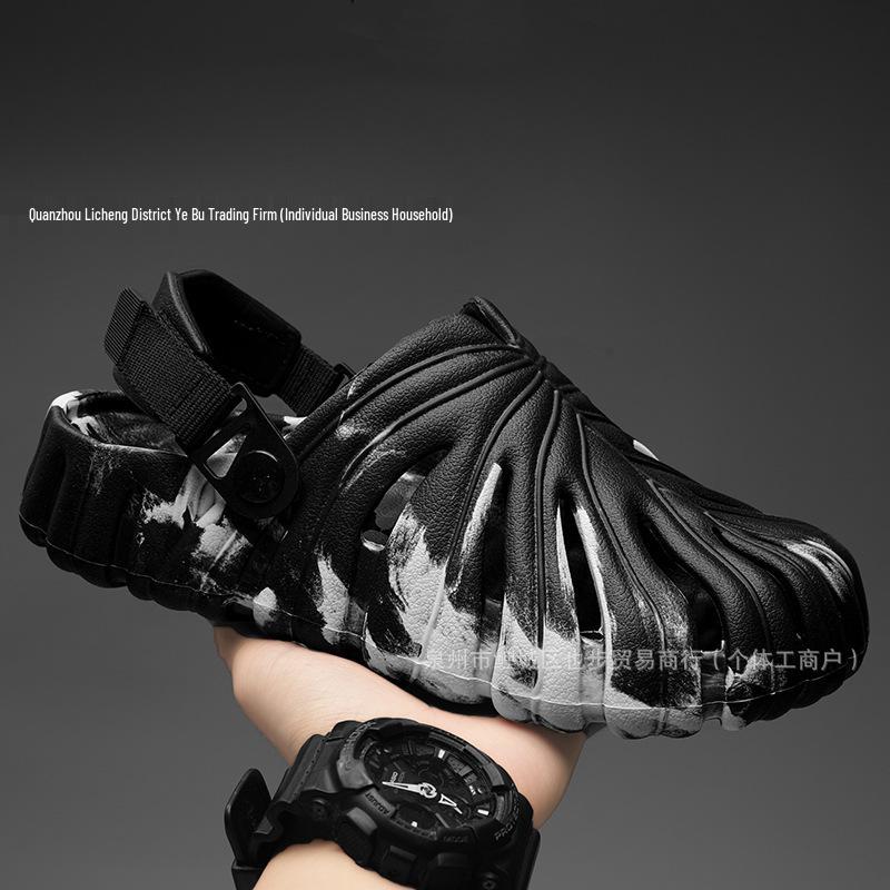 Men's Summer Lightweight Breathable Closed-Toe Monstera Leaf Sandals