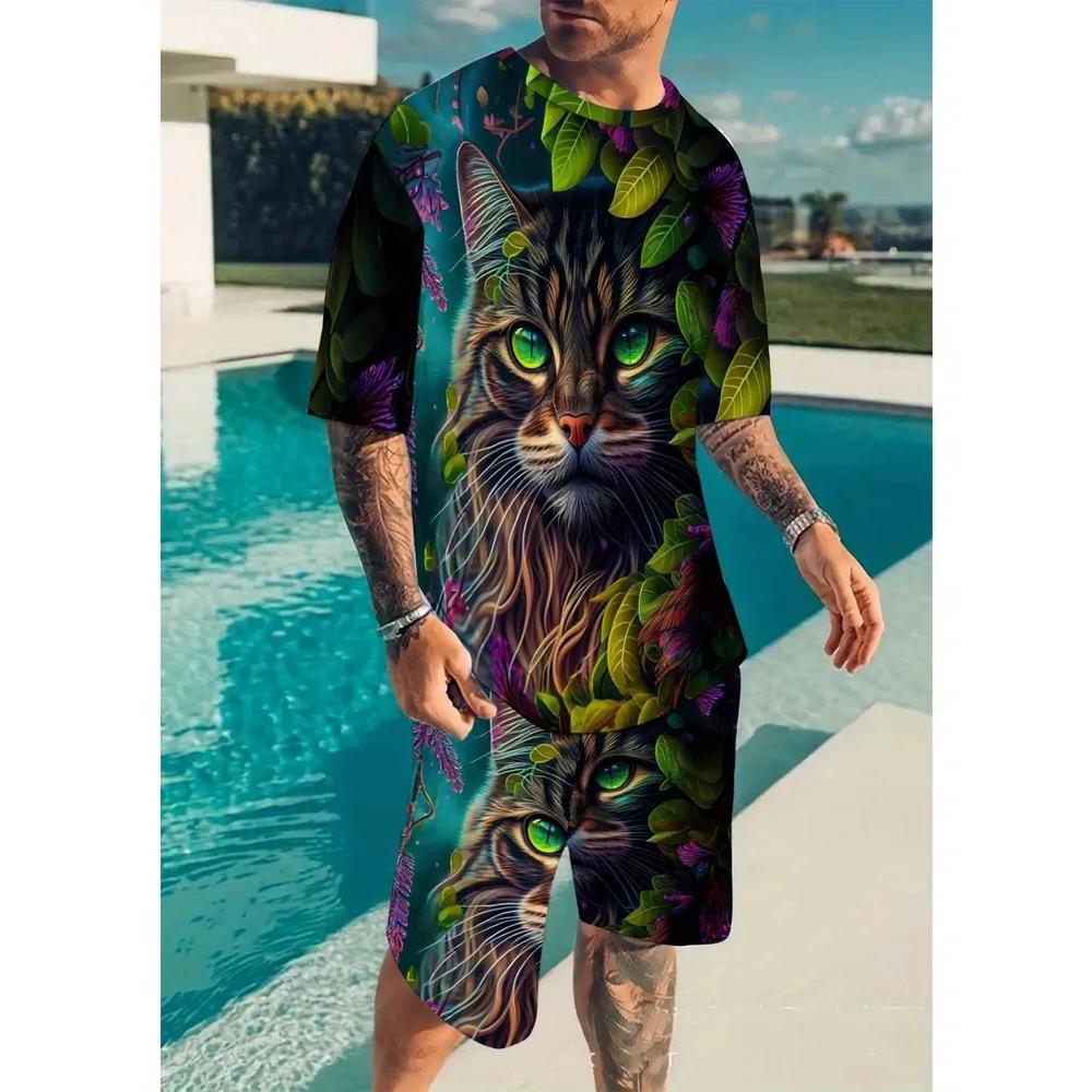 Summer Striped Animal 3D Printed Sports Wear Fashionable Comfortable Breathable Large Loose Casual Style Sports Wear