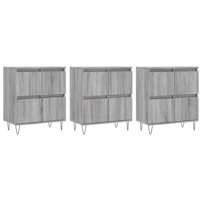VidaXL Buffets 3 Pcs Sonoma Grey Engineered Wood 3190203