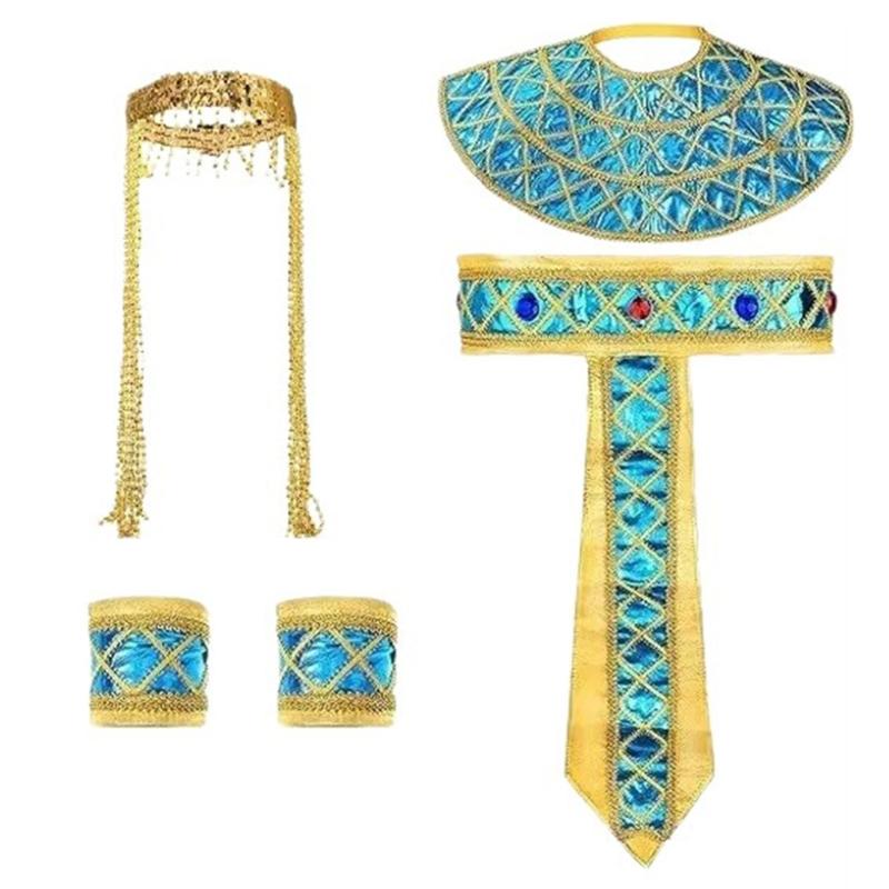 Ägyptische Kostümaccessoires Ägyptische Stirnbänder Schlangen-Kopfschmuck Ägyptischer Gürtel Halsband Armband für Damen Herren Halloween