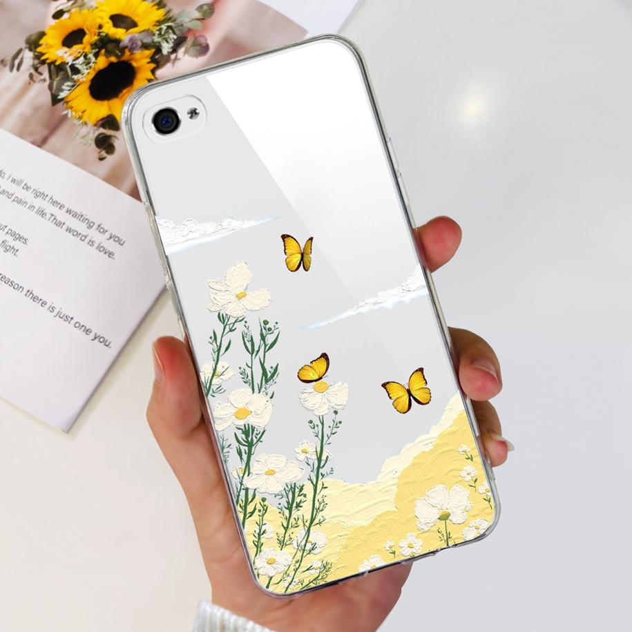 For Apple iPhone 4 Case Popular Flower Astronaut Clear Funda Soft Silicone Cover For iPhone 4s 4 S Bumper for iPhone4 Coque Capa
