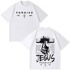 Jesus Forgive Vintage Fashion Graphic Tshirt Unisex Unisex Casual Loose Tshirts Shortsleeved Oversized Hiphop Cotton Tshirts