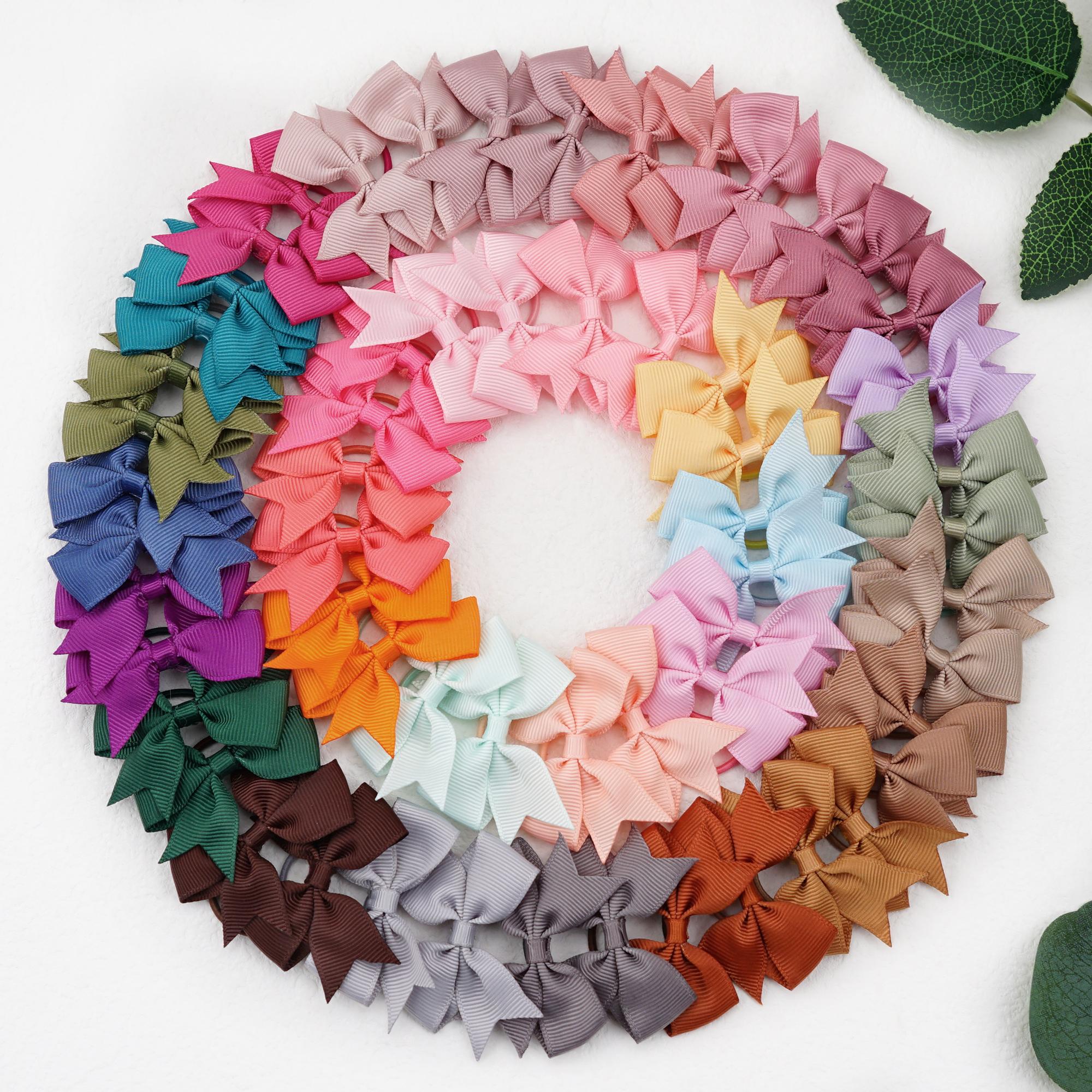 

40/60/80 шт. 2 Банты для волос из репсовой ленты на резинках, аксессуары для волос для маленьких девочек, младенцев, малышей