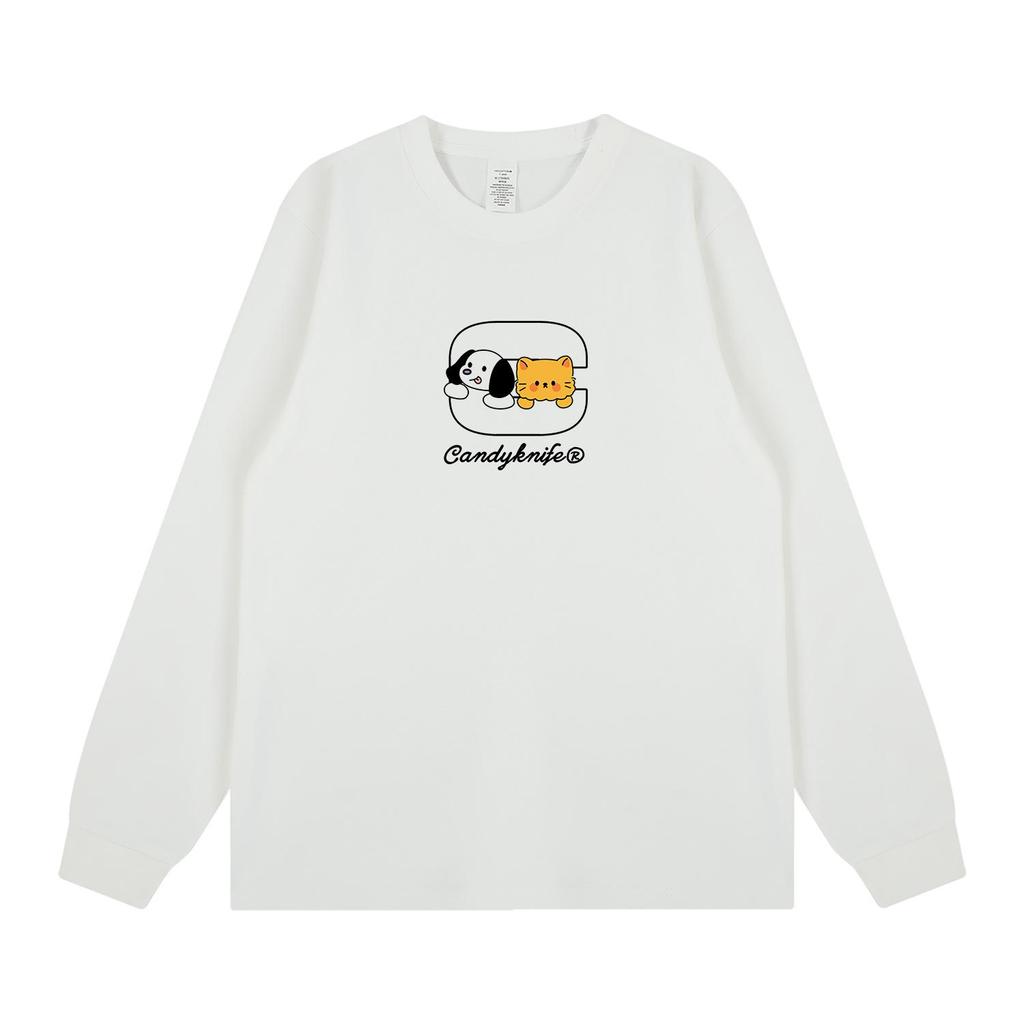 Japanese Cartoon Print Cotton Long Sleeve T-shirt - Cute Autumn/Winter Style for Couples