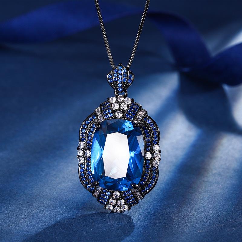 

Jewelry Copper Bottom Gold-Plated Simulation Corundum Fat Rectangular Black Gold Personalized Pendant 15 * 20