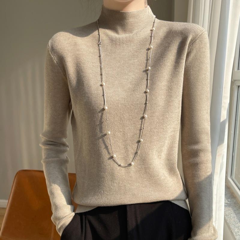 Semi-turtleneck Sweater Women s Autumn and Winter New Fashion Versatile Long-sleeved Bottoming Shirt Skin-friendly Warm Top M 2980₽