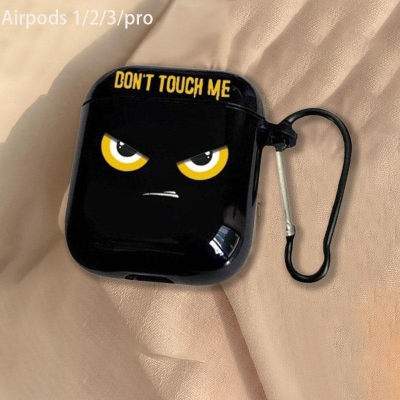 Black Emoji Creative AirPods Apple Earphone Case, Wireless Bluetooth Protective Case, Transparent Earphone Case