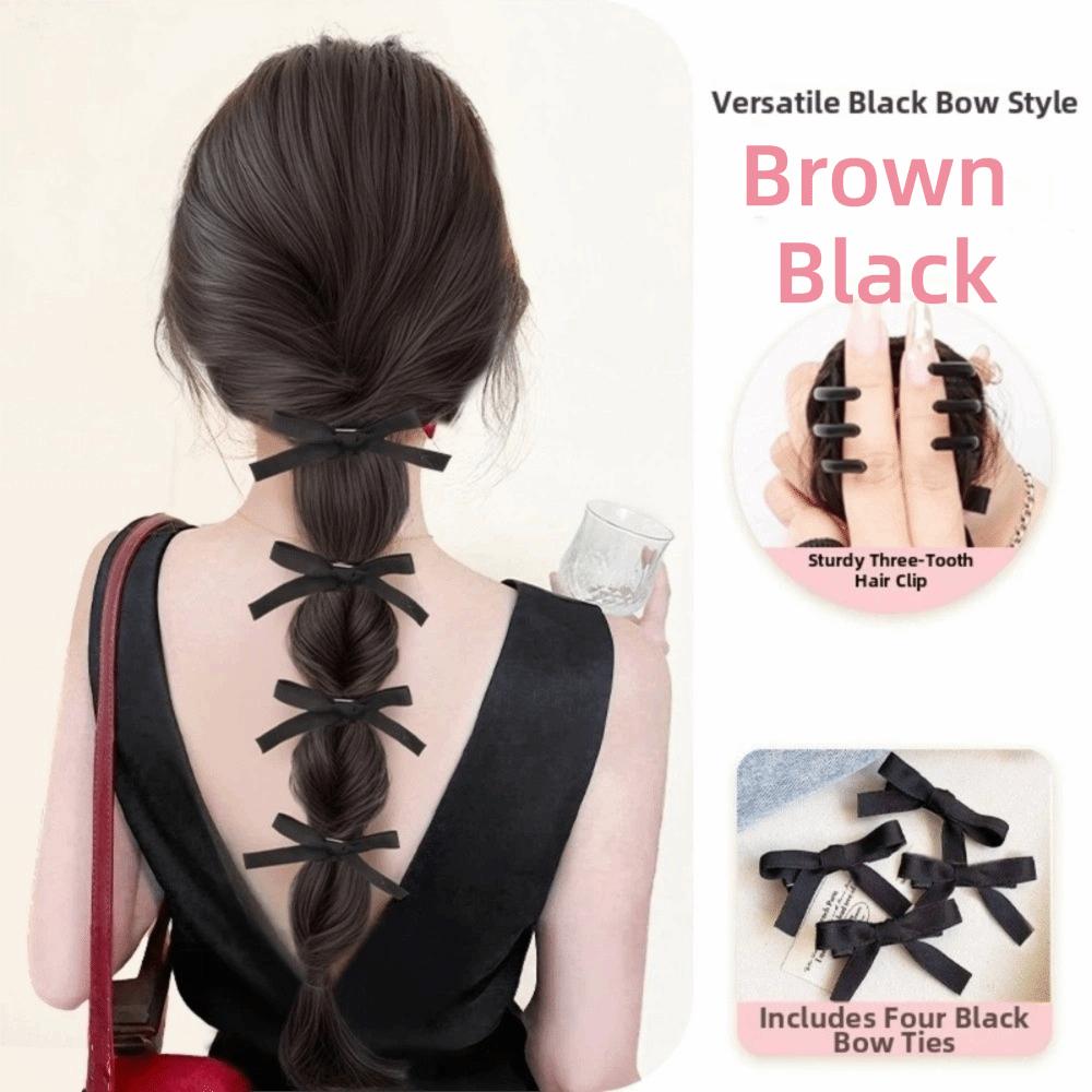 Hair Band Bow Braided Bubble Braids Wig 40cm Ponytail Hairpieces Party