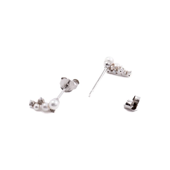 Boucles d'oreilles Luxenter en argent 925 avec perle blanche finition en rhodiée - Linpi