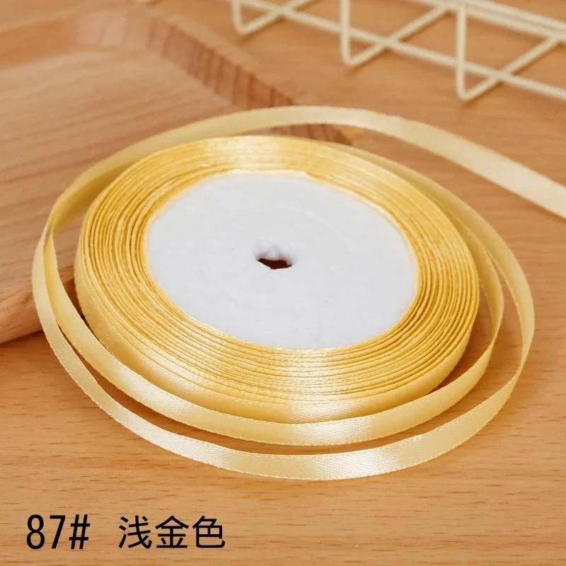 6mm Satin Ribbon DIY Artificial Silk Material Christmas Halloween Wedding Birthday Party DecorationHandmade Bows Gift Wrapping