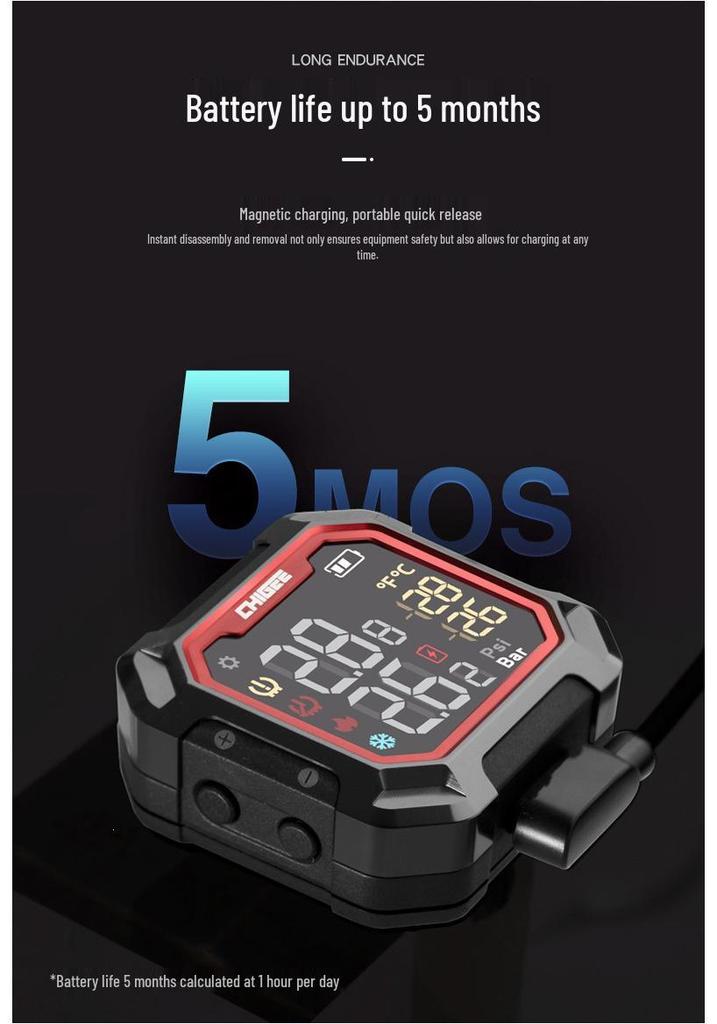 CHIGEE G3 Motorcycle Tire Pressure Monitor: Wireless, Built-in for Electric Vehicles