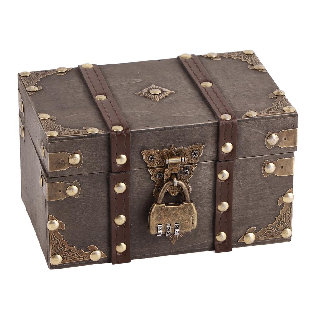 Jewelry Box for Women Girls Vintage Style Environmental Wooden Jewelry Box with Combination Lock