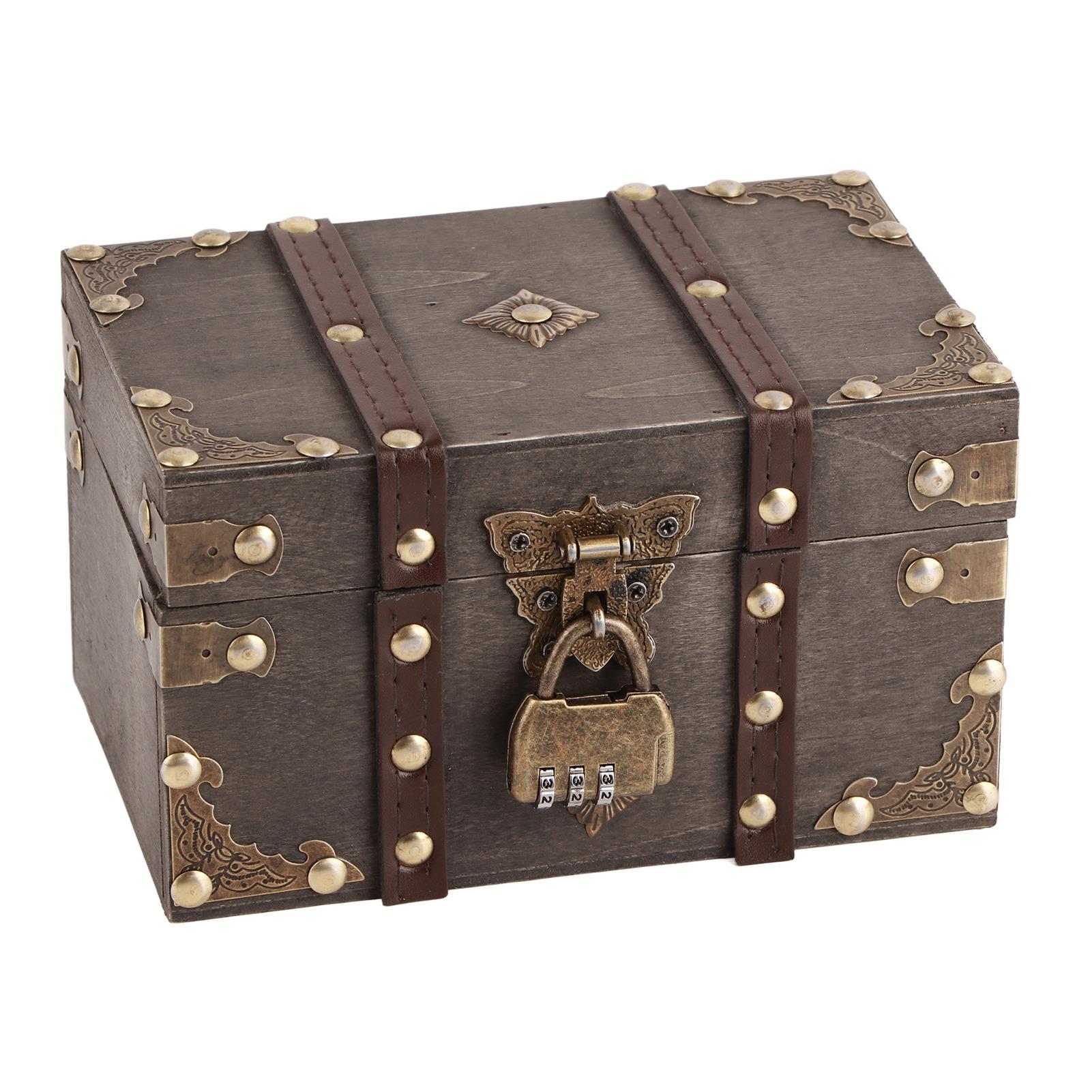 

Шкатулка для драгоценностей для женщин и девочек, винтажный стиль, экологическая деревянная шкатулка для драгоценностей с кодовым замком для ожерелья, сережек