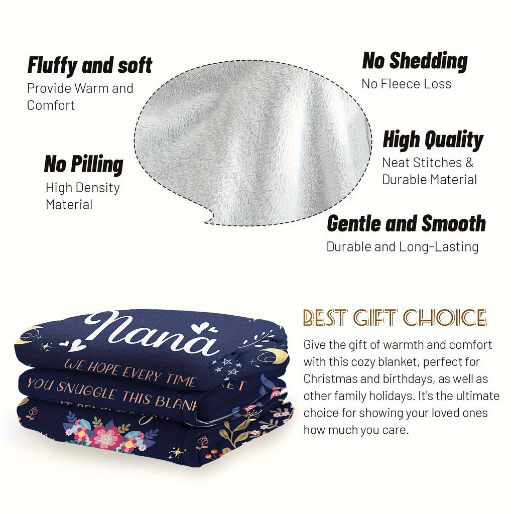 1pc Nana Gifts Traditional-Style Soft Fleece Blanket for Grandma - All Season Cozy Flannel Throw for Couch, Nap, or Chilly Night