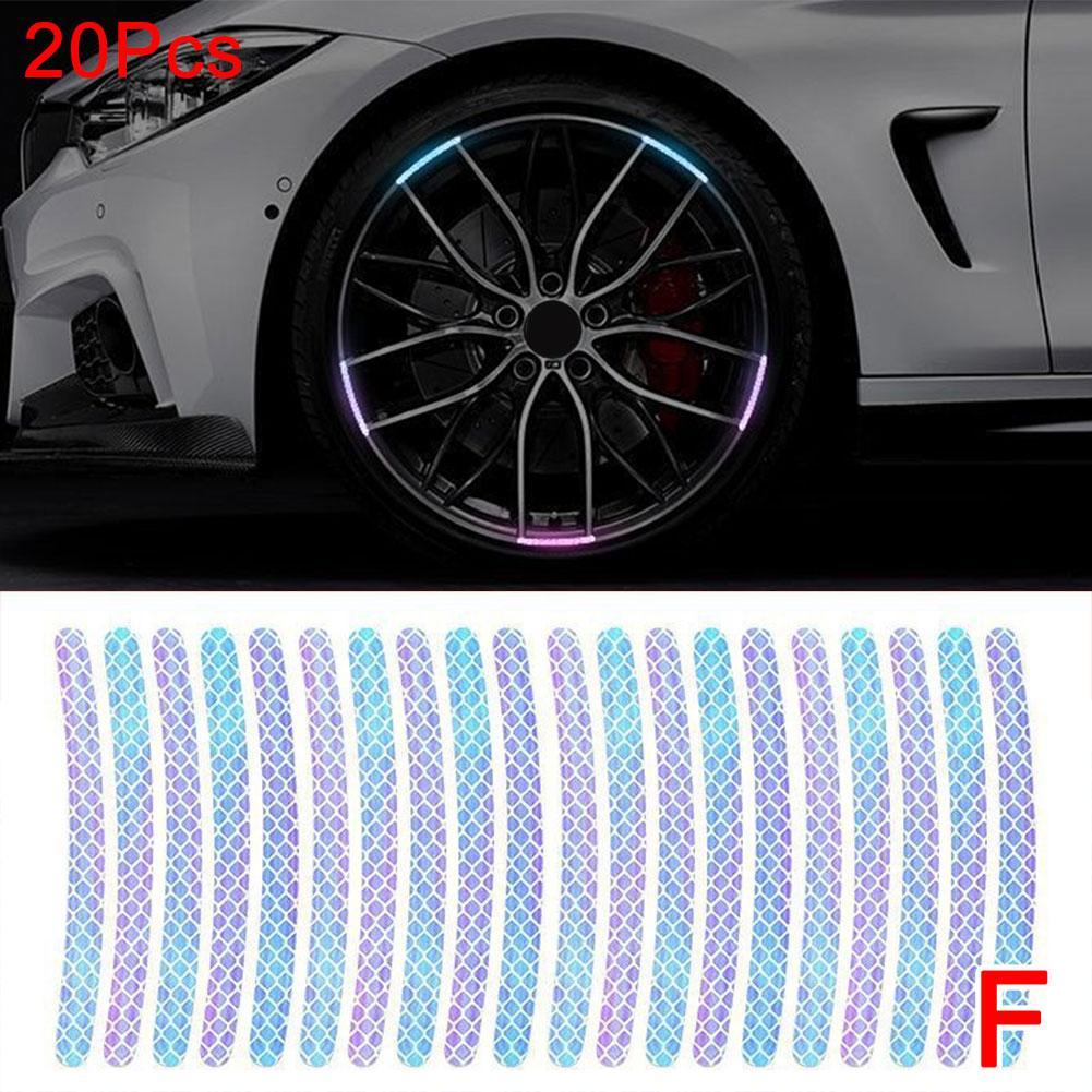 20Pcs Motorcycle Wheel Reflective Stickers Night Safety Warning Strips Motorcycle Helmet Bike Hub Styling Night Reflector Decal
