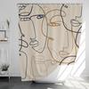 Minimalist Line Shower Curtain With 12 Hooks, 100% Waterproof, Modern Bathroom Decor, Housewarming Gift
