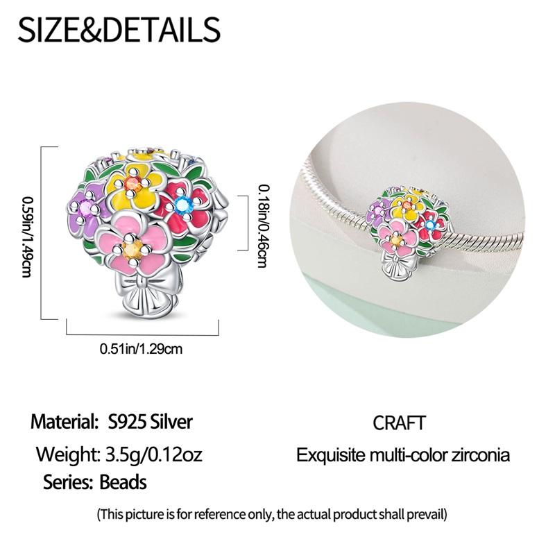 925 Sterling Silver Bouquet of Flowers Cat Swallow Snail Butterfly Pendant Charms Beads Fit Bracelet DIY Birthday Jewelry Gift