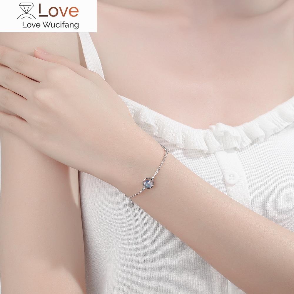Handmade Moonstone Bracelet Circle Charm With Natural Crystal 925 Sterling Silver Beads Personalized Bracelets For Women