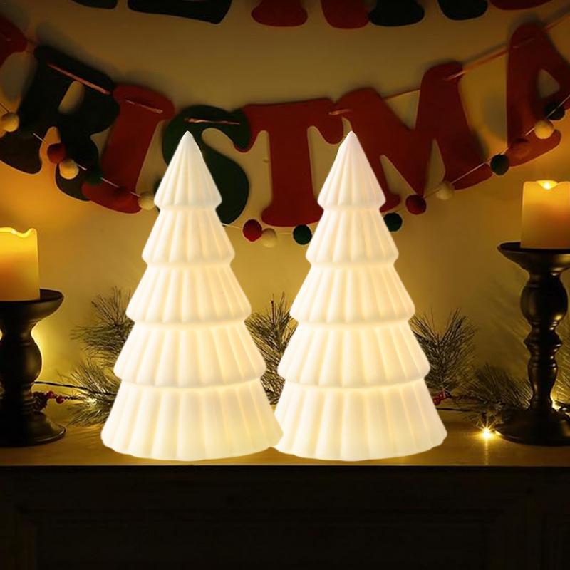 Ceramic Tree LED Christmas Decor Table Centerpieces Lighted Winter White Desktop Decoration For Shelf Desk Counter Living Room