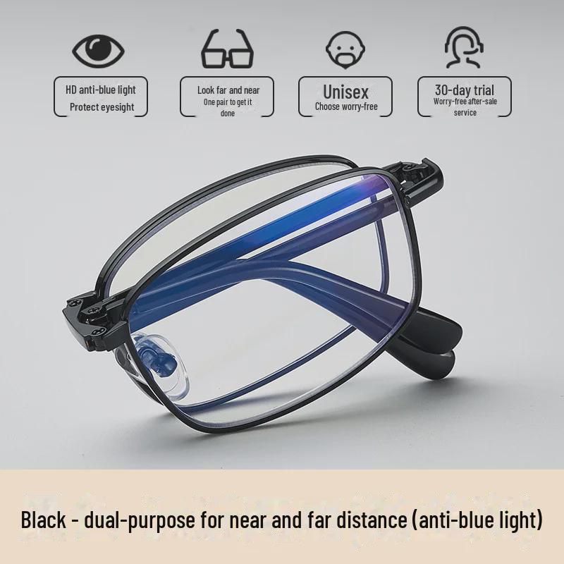 Folding Dual-Purpose Color-Changing Reading Glasses with Multi-Focus, HD Vision & Blue-Light Protection for Men & Women